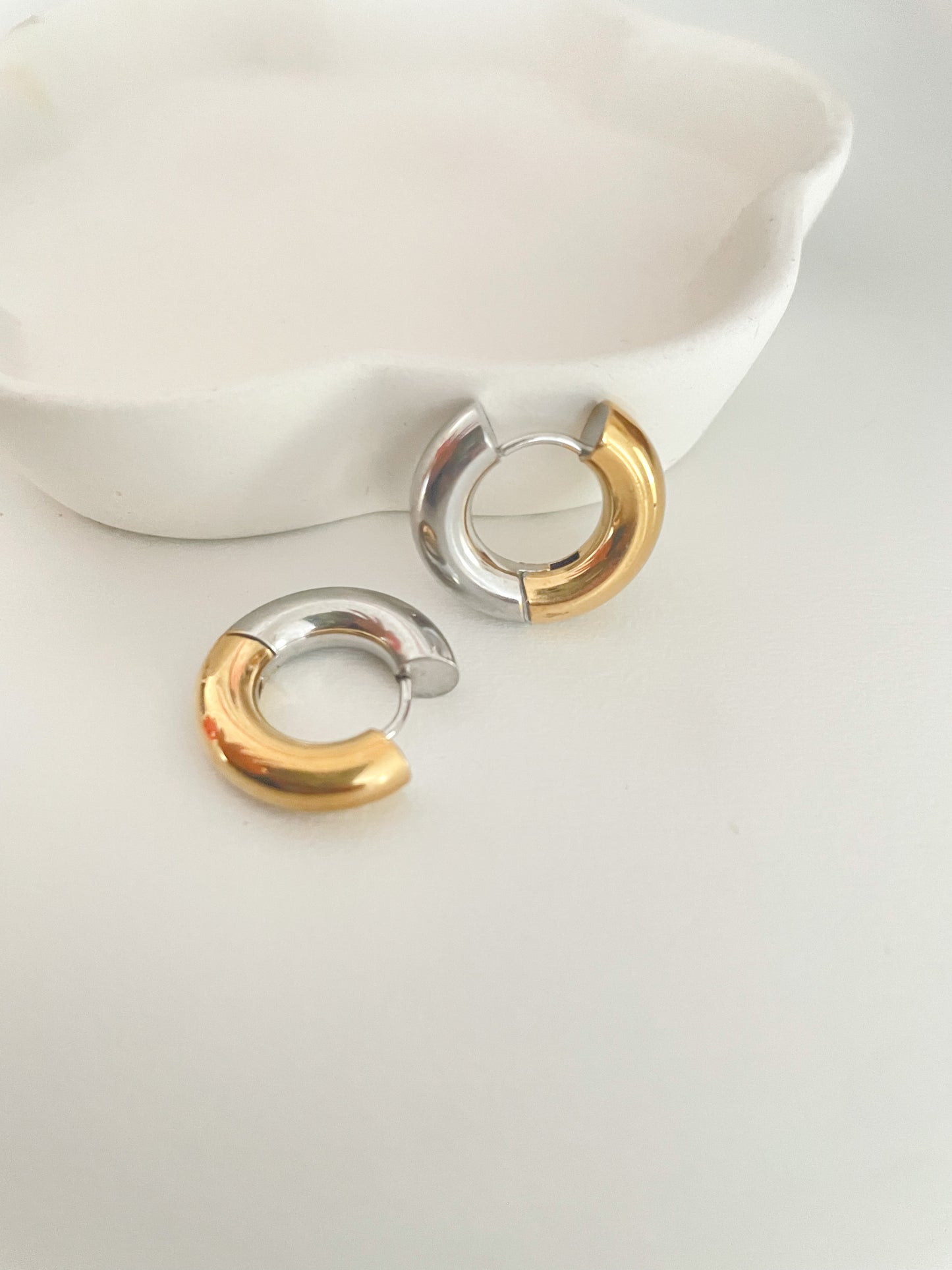 Two tone mini hoops