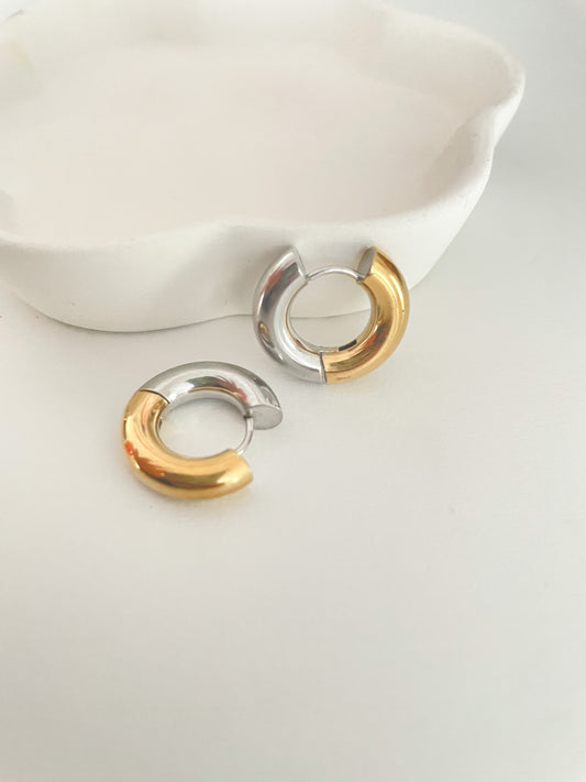 Two tone mini hoops