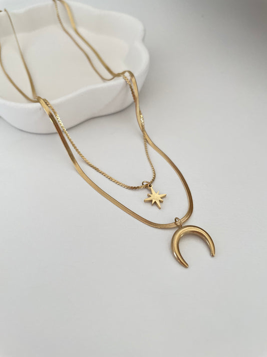 Moon and Stars Layered Necklace